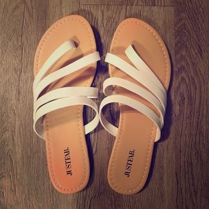 JustFab White “Easy Does It” Sandals
